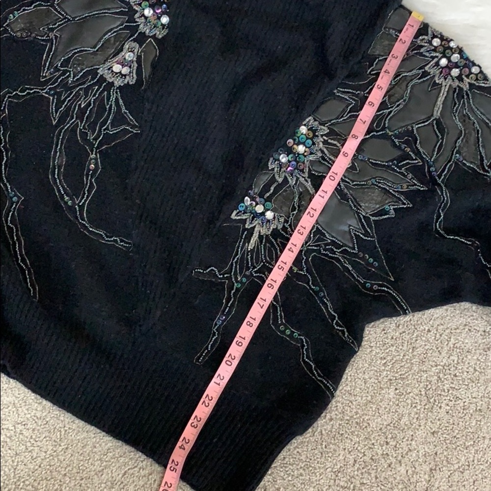 Vintage Black Cowl Neck Sweater with Embellishments - Picture 10 of 16